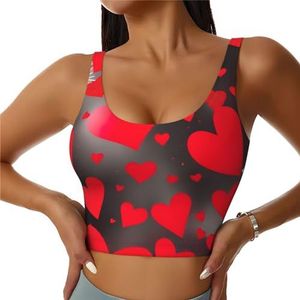 Rode Harten Vuurwerk Print Comfortabele Vrouwen Sport Vest Yoga Workout Vest Voor Vrouwen Lichtgewicht Zomer, Zwart, S