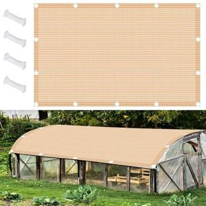 Sunblock Schaduwnet 3.2 x 4.8 m Zonwerend Pergola-Zonwering Weefsel Net Zonwering Schaduwdoek Voor Balkon,Binnenplaats,Voertuig,Zwembad, Zand geel