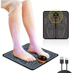 EMS Voetmassageapparaat, elektrisch, opvouwbaar en draagbaar elektrisch voetmassageapparaat voor verlichting van doorbloeding en spierpijn, 8 modi en 19 intensiteiten (oplaadtype)