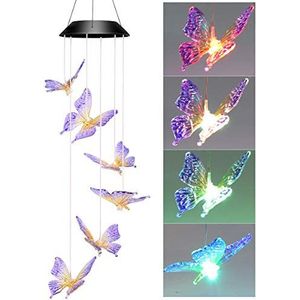 Windgong Zonne-Licht Led Kleur Veranderende Vlinder Waterdichte Hanglamp Decor Voor Huis Tuin