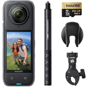Insta360 X4 Motorcycle Bundle, waterdichte 8K 360 actiecamera, 4K groothoekvideo, onzichtbare selfiestick, lensbeschermers, 135 minuten batterijduur, AI-bewerking, stabilisatie, voor sport, reizen