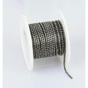 SS4 1.5mm Glitter Strass Trim Exquise Maat Kleurrijke Kristallen Cup Ketting Glazen Edelsteen Strass Ketting voor Nail Art GunBlackBlackDiamond-SS4-1.5mm-10yards