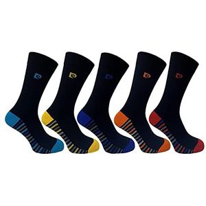Mens 5 Pack Pierre Cardin Socks - Black Striped Footbed