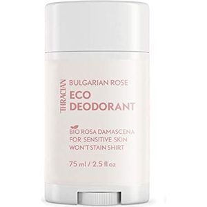 Thracian™ Biologische Bulgaarse damastroos, ecologische deodorant met zinkoxide, voor de gevoelige huid, aluminiumvrij, zonder bakpoeder, alcoholvrij, geurstoffen, 75 ml
