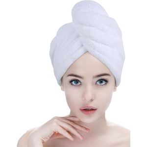 Handdoekenpakket, Haarhanddoek Tulband Wrap Multicolor 25x65cm Verpakking van 2 of 3(White,3PCS-25CMX65CM)