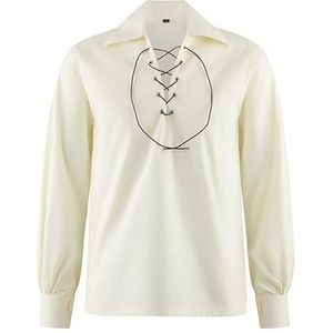 Hamilton Kilts Schotse Jacobite Jacobean Ghillie Kilt Shirt Traditionele Hoogland Bruiloft Jurk, Crème, S