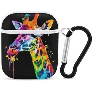 Aquarel Giraffe Leuke Case Voor AirPods 2 & 1 Shockproof Beschermende Hoofdtelefoon Gevallen Cover Met Sleutelhanger Voor Mannen Vrouwen