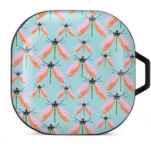 Roze libelle oordopjes hoesje compatibel met Samsung hard shell beschermhoes zwart-stijl