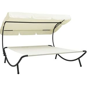 DIGBYS Outdoor Lounge Bed met Canopy Cream White