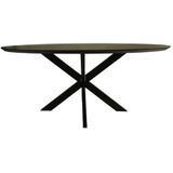 Tafel Zurich ovaal swiss edge - 180x100x76 - Zwart - Acaciahout/metaal