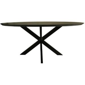 Tafel Zurich ovaal swiss edge - 180x100x76 - Zwart - Acaciahout/metaal