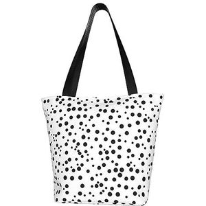 AkosOL Klassiek bedrukt ontwerp met zwarte en witte stippen, lichtgewicht gewatteerde handtas met grote capaciteit, geschikt om te winkelen, fitness, modieus en gemakkelijk te combineren met het