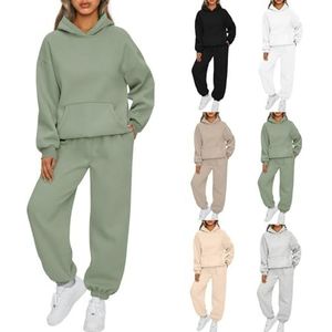 Earnmore Dames vrijetijdspak met capuchon dames joggingpak dames elegant vrijetijdspak hoodie lange mouwen overall dames