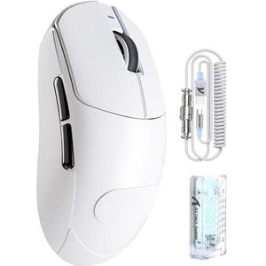 ATTACK SHARK X8PRO 55g ultralichte draadloze gamingmuis met spiraalkabel en antisliptape voor middelgrote/grote handen, 8K polling rate, 2.4G/bedraad/Bluetooth, 40000dpi,PAW3395 optische sensor - wit