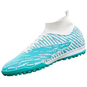 Voetbalschoenen Heren Dames, Hoge Enkel Turf Voetbalschoenen, Lange Atletische Studs Voetbalschoenen, Outdoor/Indoor Voetbal Trainingsschoenen (Color : White 1, Size : 38 EU)