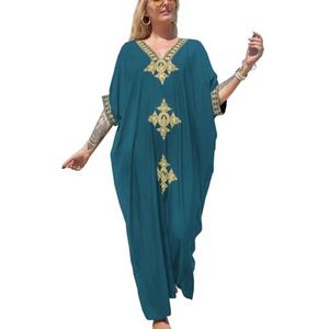 YouKD Dames Zomer Lange Kaftan Maxi Boho Jurk V-hals Strand Badpak Coverups Avondjurk