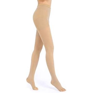 Medische compressiepanty voor dames en heren, stevige ondersteuning, 20-30 mmHg, gegradueerde compressiekousen, helpen zwelling oedeem spataderen te verlichten (beige, L)
