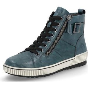 Remonte High-Top sneakers voor dames, D0777, lage schoenen, losse inlegzool, blauw 12, 40 EU