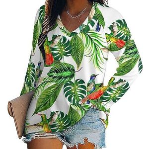 Tropische Hawaii Palm Dames Casual Lange Mouw T-shirts V-hals Gedrukt Grafische Blouses Tee Tops L