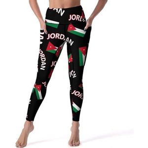 Flag of Jordan Yogabroek voor dames, hoge taille, buikcontrole, workout, hardlopen, leggings, XL