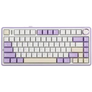 QPSJXN 75% Compact Mechanisch Toetsenbord 80 Hot-Swap Pakking Ontwerp Bluetooth 5.0 2.4G Draadloos Bedraad Met PBT Keycap Compatibel met En Windows Door En (Paars)