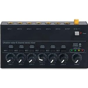 Ultracompacte 6-kanaals stereo-mixer for thuisstudio-opnamen en live-uitzendingen