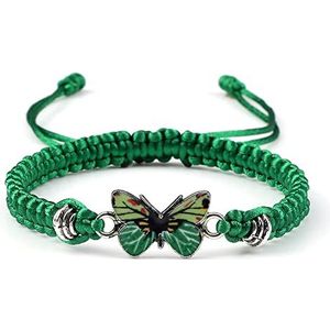 Vlinder Armband Voor Vrouwen Bohemian Gevlochten Armband Bangle Paar Vlinder Hand Sieraden Gift, Groen-Groen