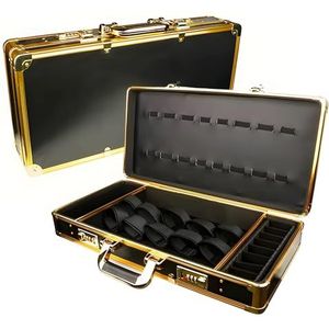 GYKLE Kapper Case Stylist Lock Attache Draagbare Travel Case Professionele Haar Kit Organizer Opslag Display Box met Handvat en Veilige Numlock, Goud-Zwart, Klassiek
