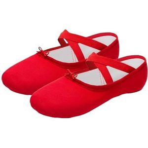 UALXPAO 1 paar meisjes balletschoenen canvas zachte zool ballet dansslippers kinderen oefenschoenen vrouw dansschoenen balletschoenen dames (rood, 31)