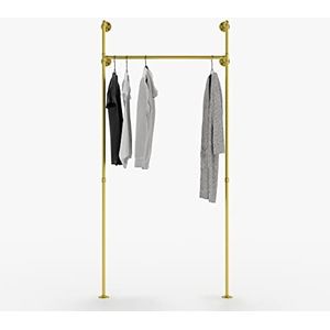 pamo Kledingstang Industrial Loft Design - KIM I - garderobe voor inloopkast muur I slaapkamer kledingrek gemaakt van gouden stevige buizen voor wandmontage