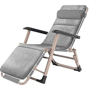 GEIRONV Zero Gravity-fauteuils,met Hoofdkussen Afneembaar Zitkussen Ligstoelen Camping Tuin Strandstoel 178×52×25 Cm Fauteuils (Color : Gris, Size : 178x52x25cm)