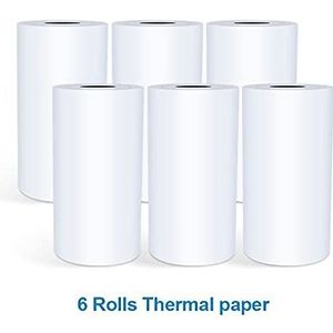 Etiketprinters Draagbare printerlabel Mini Thermische Multifunctionele Bluetooth Machine Home Office Ondersteuning Meerdere systemen (Color : Six Rolls Paper)
