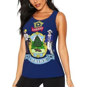 Jkkghll Maine State Vlag Print Zomer Atletische Gym Activiteit Tank Tops Running Wandelen Casual Wear Blijf Koel Droog, Zwart, S