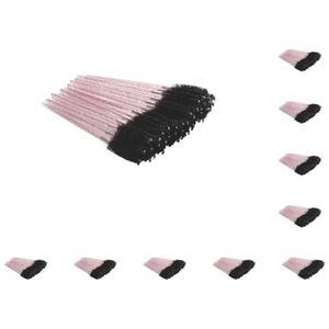 10 set van Pack van 50 Wimpers Borstel Exquisite Vrouwen Accessoires Valentijnsdag Zoete Wenkbrauw Pincet Valse Brow Borstels Helder Roze/Zwart