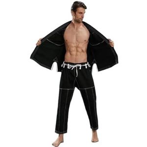 Judo Pak Jujitsu-BJJ Gi-pak, Volwassen maat, vechtsport kimono uniform Grappling Uniform voor Judo Fur Mannen Vrouwen (zwart, 200 cm)