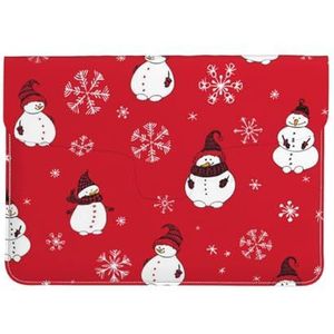 Grappige Kerst Sneeuwmannen En Sneeuwvlokken, Lederen Laptop Sleeve, Notebook Tas Laptop Case Sleeve Tablet Aktetas