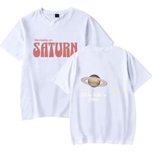 SZA T-shirts Better On Saturn Merch Mannen Dames Mode Tee Jongens Meisjes Cool Zomer Korte Mouw Shirts, Wit, L
