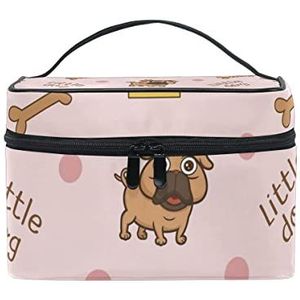 Hengpai Schattige kleine hond roze cosmetische tas reizen make-up trein koffers opslag organizer voor vrouwen