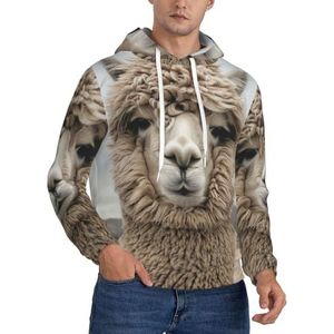 Jkkghll I Love Alpacas Print Heren Hooded Warme Lichtgewicht Trui Voor Winter Herfst En Lente Casual Wear, Zwart, XS