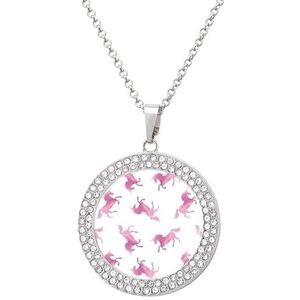 Roze Aquarel Eenhoorn Hanger Ketting Voor Vrouwen Mode-sieraden Custom Verjaardag Kerst Valentijnsdag Gift Zilver-stijl