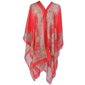 Cover Ups Voor Vrouwen Strandkleding Chiffon Strand Cover Up Strand Tuniek Jurk Bikini Cover Up Vrouwen Badpak Sarong Badmode Strandkleding Badpak Cover Ups Voor Vrouwen (Rood)