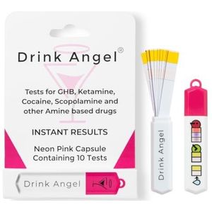 Drink Angel Drink Spike Test Kits - 10 Pack Discrete Drug Testing Kits voor Ketamine en GHB | Klinisch geteste Drug Tests | Anti Spike Tests | Drink Spiking Preventie (Neon Roze)