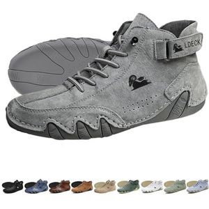 Handmade Suede High Boots - Outdoor Unisex beck Shoes Explorer Waterproof Lightweight Chukka Boots Non-Slip Breathable Casual Sneakers for Walking Hiking Camping & Driving (Color : Gray low top, Siz