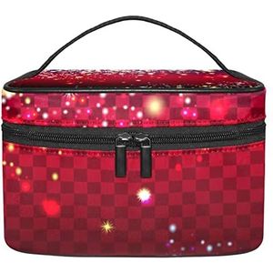 Kerst kleurrijke glitter deeltjes achtergrond make-up organizer tas, reizen make-up tas organizer case draagbare cosmetische tas voor vrouwen en meisjes toiletartikelen, Meerkleurig, 22.5x15x13.8cm/8.9x5.9x5.4in