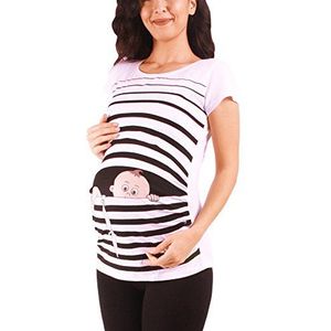 Baby vlucht - Grappige grappige schattige zwangerschapsmode met motief voor de zwangerschap zwangerschapsshirt, T-shirt zwangerschapsshirt, korte mouwen, wit, S