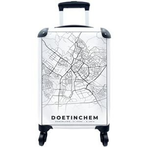 MuchoWow® Koffer - Kaart - Doetinchem - Zwart - Wit - Past binnen 55x40x20 cm en 55x35x25 cm - Handbagage - Trolley - Fotokoffer - Cabin Size - Print
