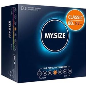 MY.SIZE Classic Condooms maat 4 I 57 mm breed I 80 stuks mega-verpakking I premium extra dunne condooms I ultrazachte condooms I dunne wand 0,07 mm