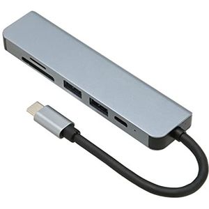 USB C-hub, 6-in-1 Dockingstation met USB3.0, USB2.0, 87W PD, 4K HDMI, TF-kaart en SD-kaartsleuf, Type C Splitterhub voor Laptoptoetsenbordmuis