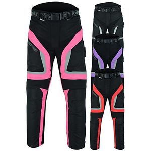 Motorbroek dames met bescherming - Waterdichte motorfiets broek scootertextiel voor zomer of winter - Gecertificeerd pantser (EN 1621-1) - Texpeed - Roze - M Taille/Normaal Beenmaat