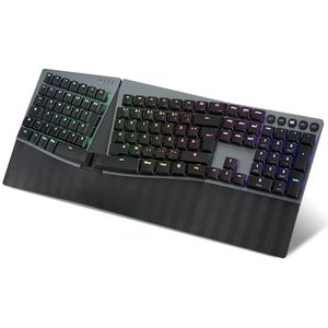 Perixx PERIBOARD-835BL Ergonomisch mechanisch toetsenbord - draadloos, RGB-verlichting, stille blauwe schakelaar, multi-device, Windows & Mac OS X compatibel, Duits QWERTZ